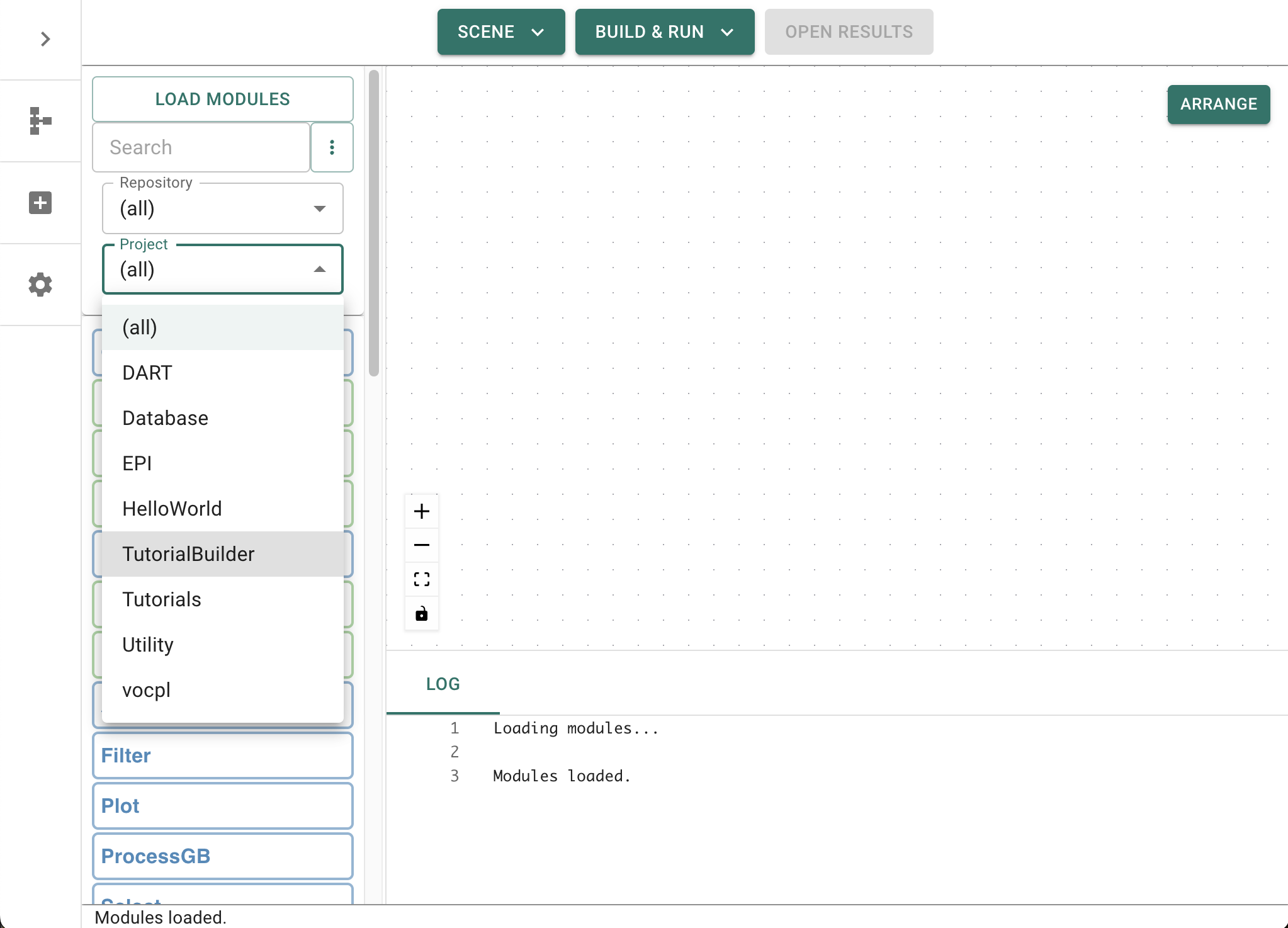 Select TutorialBuilder project